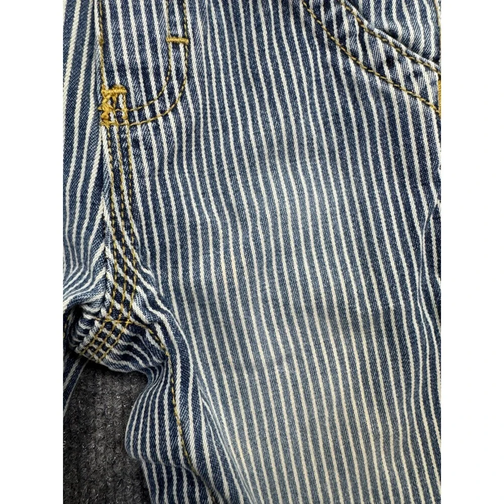 OshKosh Bgosh Baby Boy Hickory Stripe Vestbak Denim Overalls Blue White 12M